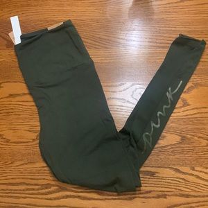PINK High Waisted Full-Length Leggings. Size: Medium. Color: Forest Green
